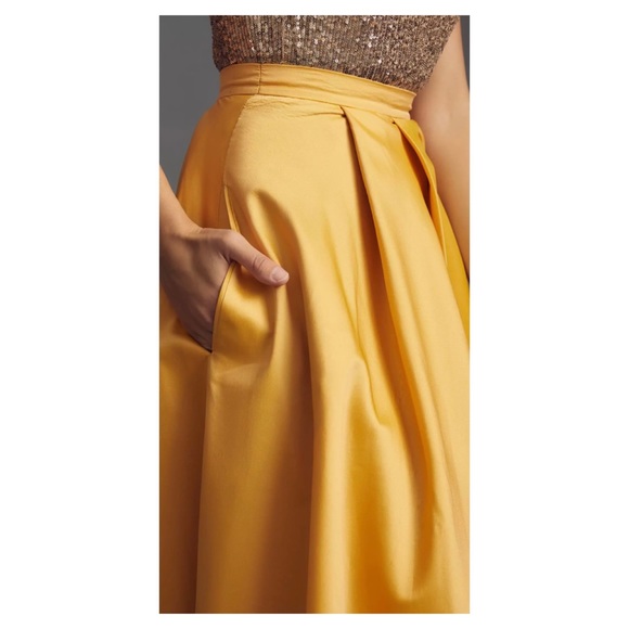 NWOT Anthropologie Nikita Mhaisalkar High Slit Maxi Skirt in Gold Size XSMALL - Picture 6 of 10